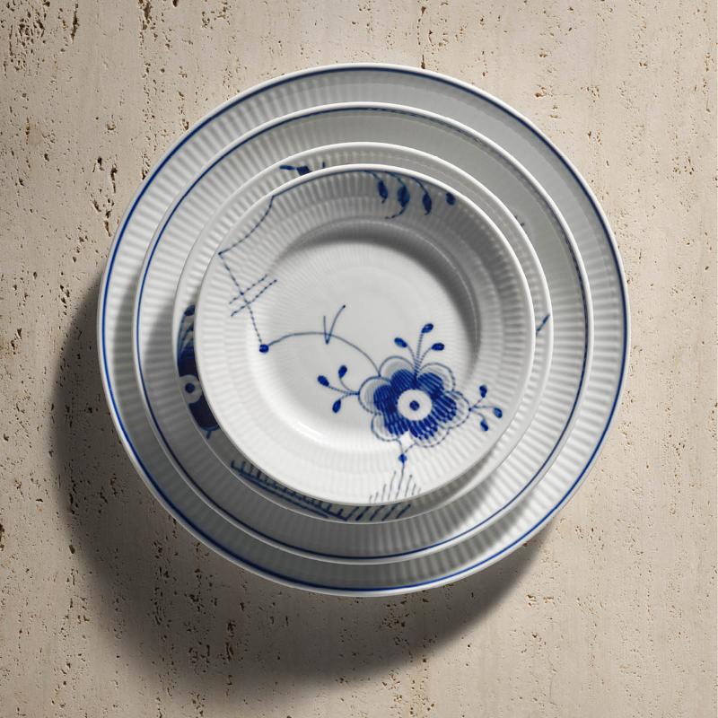 Blå Mega Riflet flat tallerken 17 cm