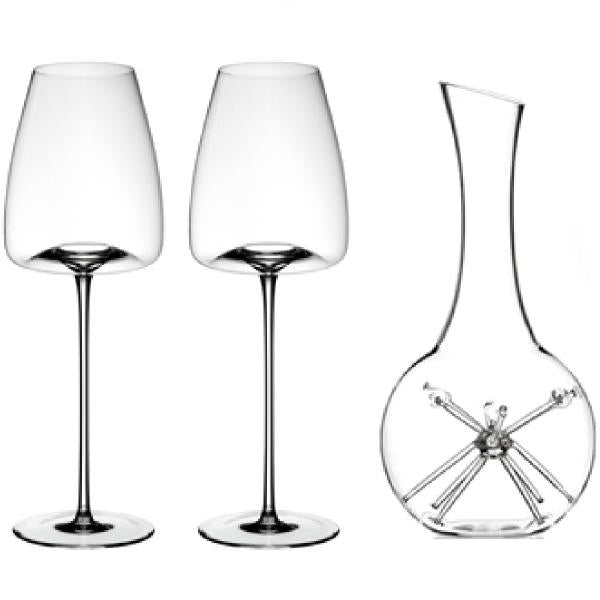 Vision star mini dekanteringskaraffel sett m/to straight vinglass