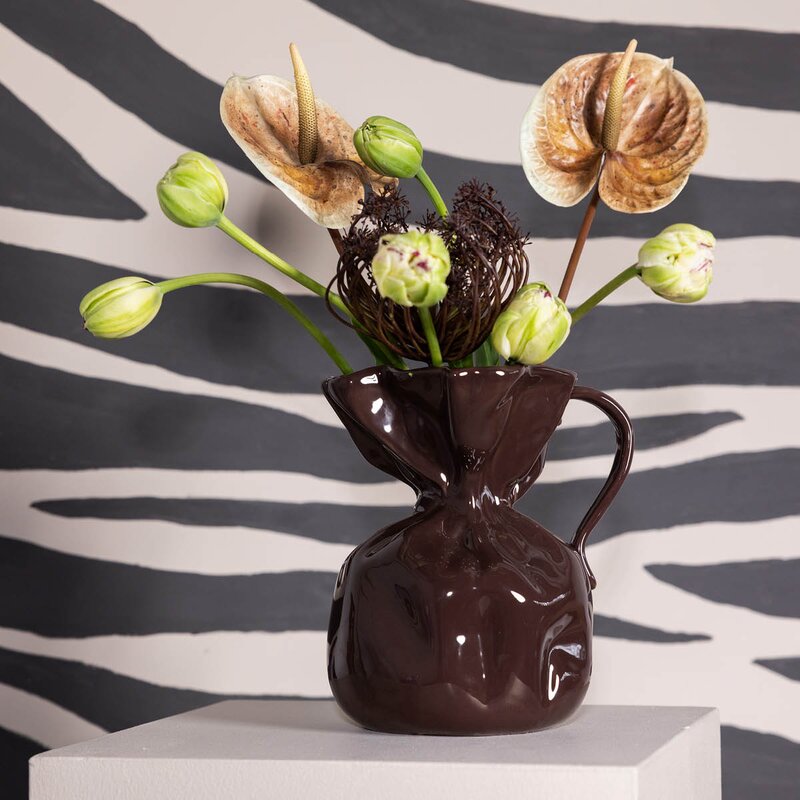 Crumple vase 26 cm brun