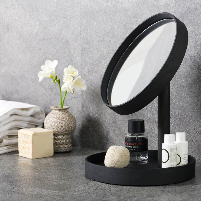 Look sminkespeil med fot 25 cm mørk eik