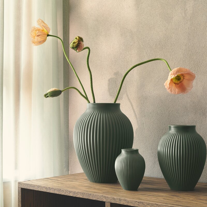 Ripple vase 27 cm matt celadon green