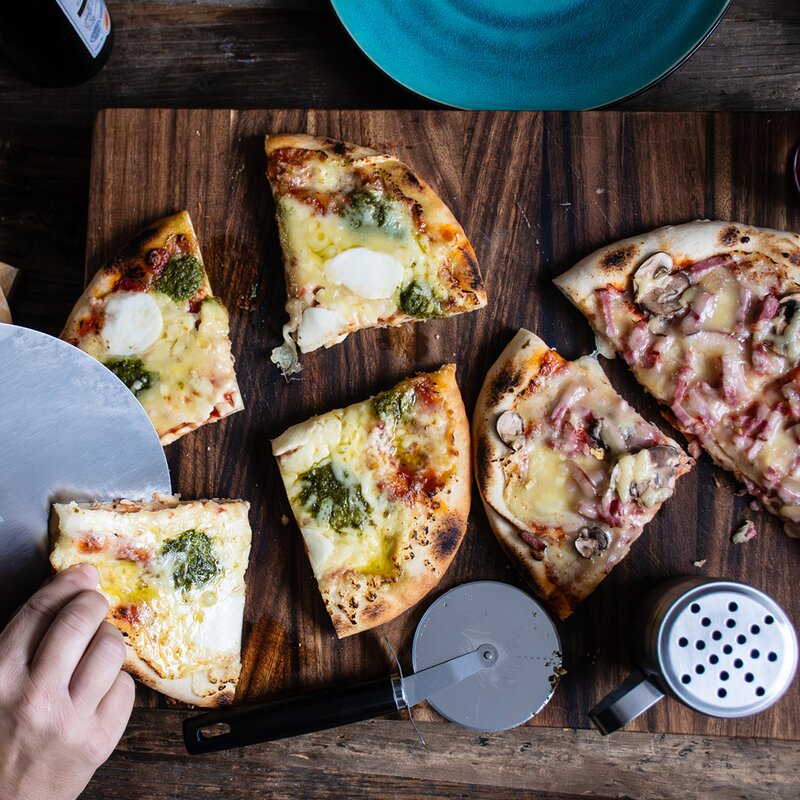 Pizzasett 3 deler svart/rustfri