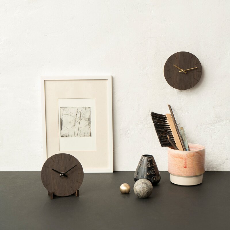 Dark Oak klokke 12 cm mørk eik m/svart viser