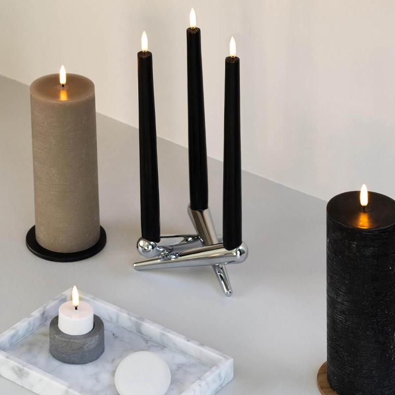 LED kronelys 25 cm 2 stk svart