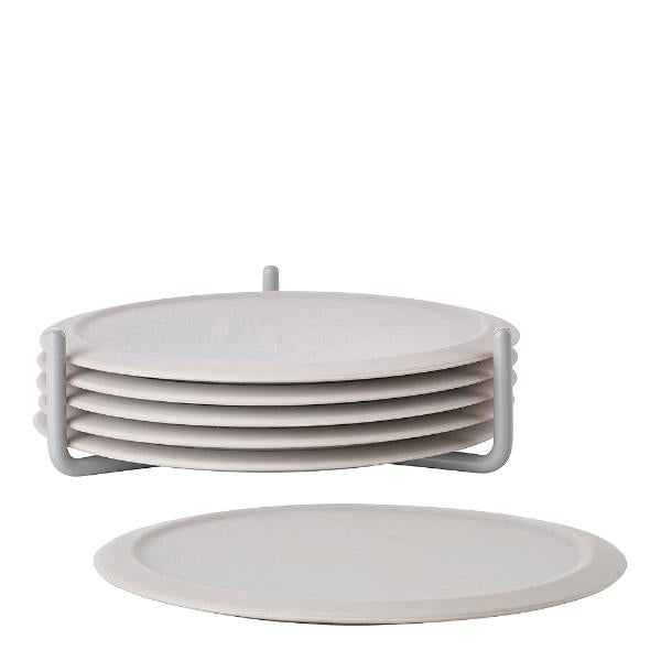 Singles glassbrikker m/holder grå