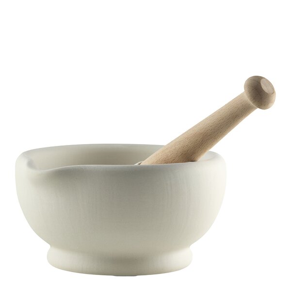 Morter og pistill 15 cm hvit