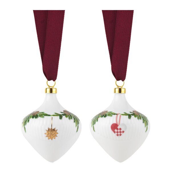 Stjerne Riflet Jul ornament 8,6 cm 2 stk