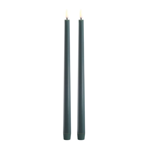 Taper Candles slim LED-kronelys 2,3x32 cm 2 stk mørk grønn