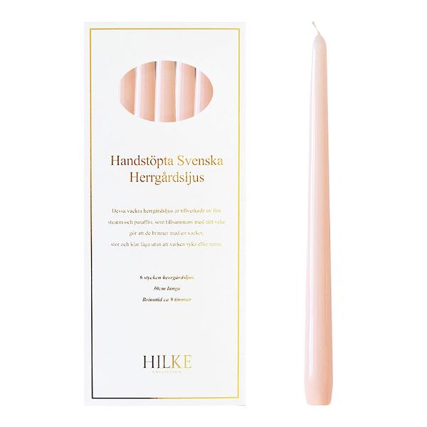 Herregårdslys 30 cm 6 stk rosa glans