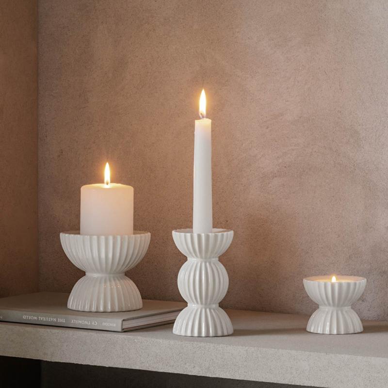 Lyngby Tura telyslykt 8 cm hvit