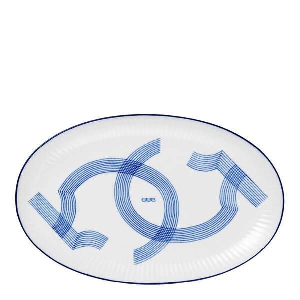 Motif asjett 23,5 cm blå/hvit