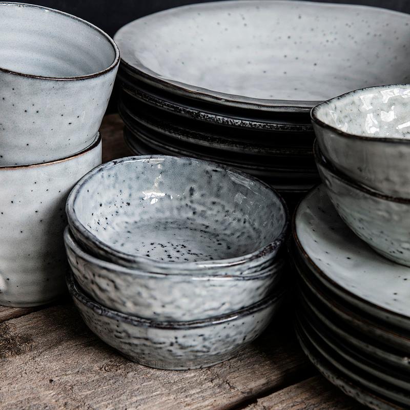 Rustic dyp tallerken 25 cm grå/blå