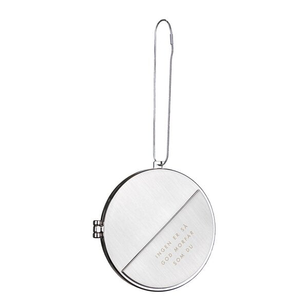 Julepynt medaljong m/fotoramme 7x7 cm morfar sølv