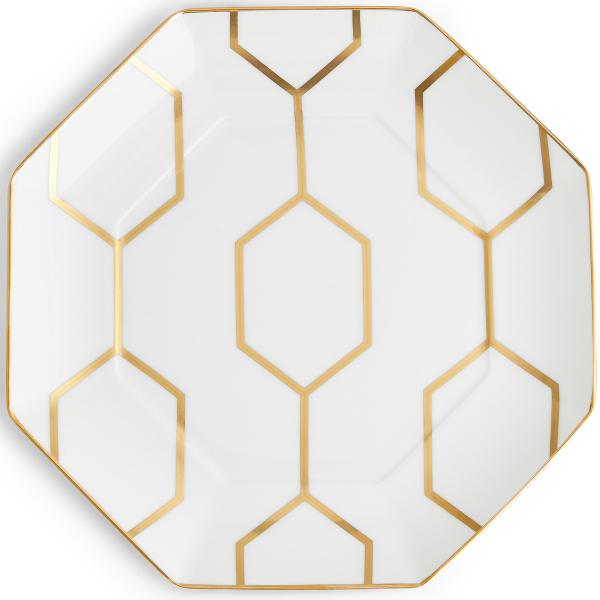 Gio Gold tallerken åttekantet 23 cm hvit