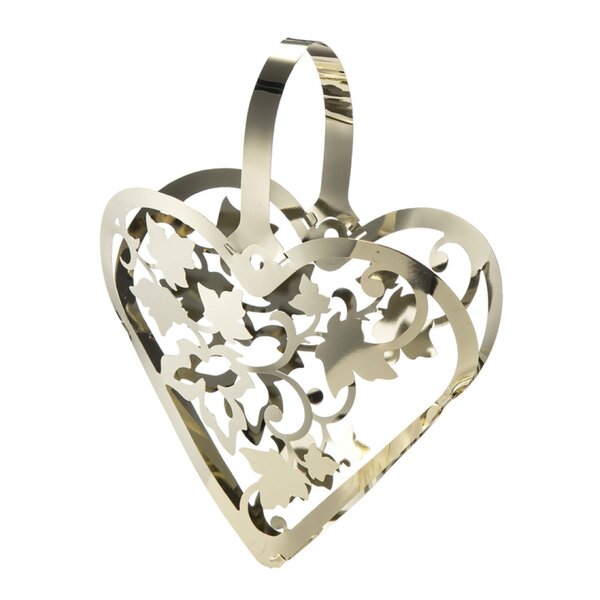 Istind ornament hjerte 12,5 cm gull