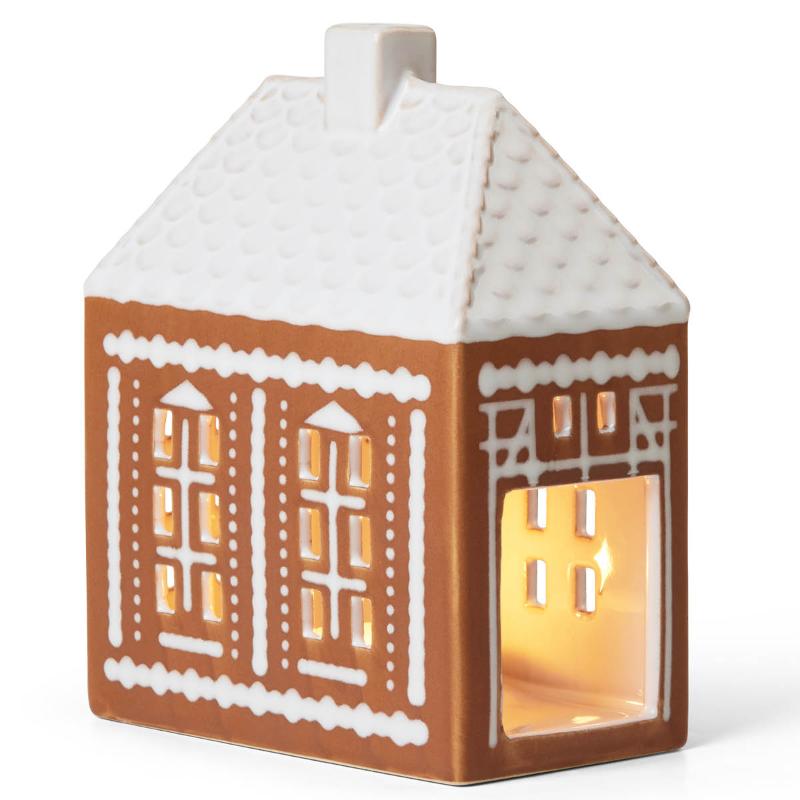 Pepperkakehus lyshus medium 15 cm brun