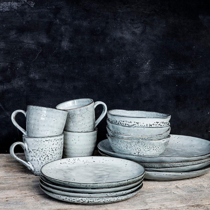 Rustic tallerken 20 cm grå/blå