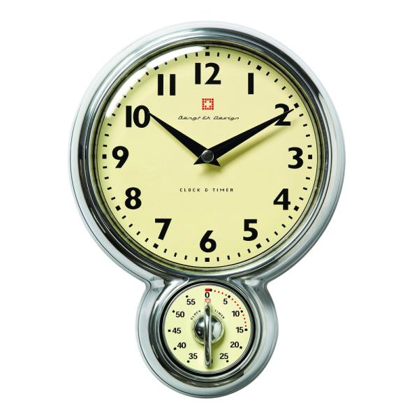 Veggklokke med timer 60 min aluminium