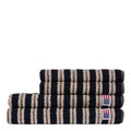 Stripete frotté håndkle 70x130 cm svart/lys beige