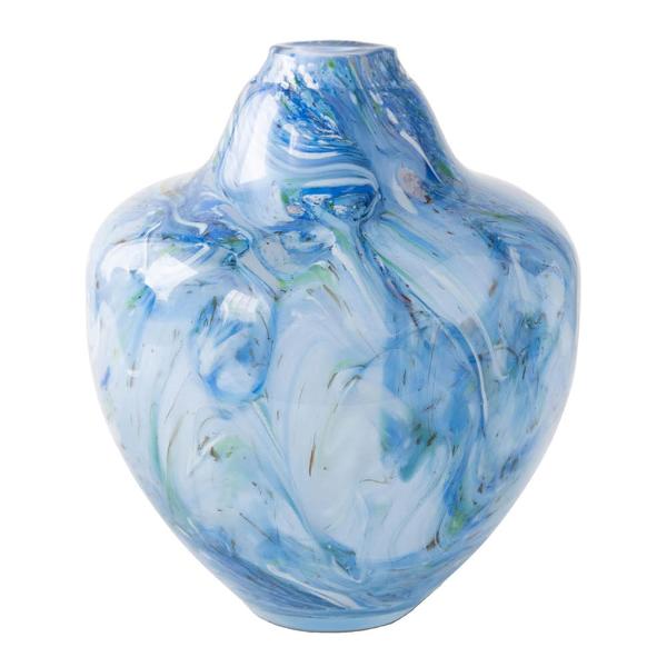 Unik skulptur kunstglass M 24 cm blå multi