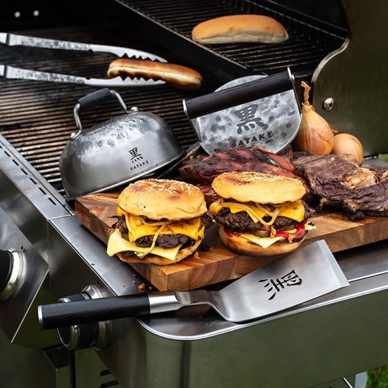 Kuro burgerpresse smashjern sett 3 deler brun/rustfri