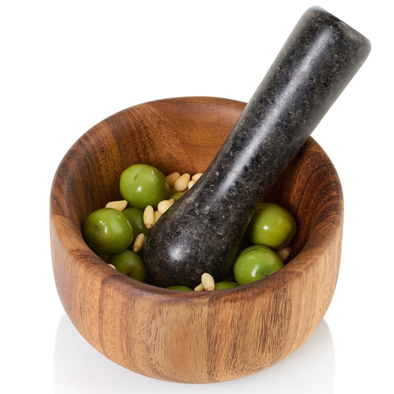 Taru morter 13 cm med pistill natur/granit