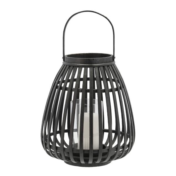 Asra lanterne bambus/glass 25x30 cm svart