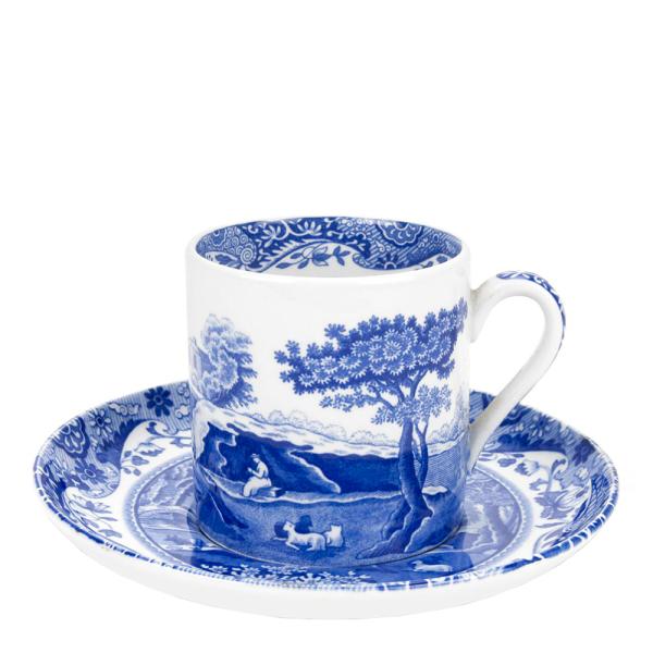 Blue Italian kaffekopp med fat 9 cl