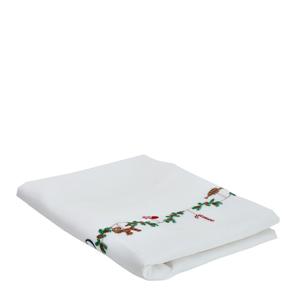 Juleduk med broderte motiver 340x140 cm