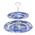Blue Italian 2-etasjes kakefat 27 cm blå/hvit