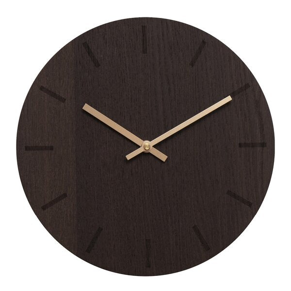 Dark Oak veggklokke 28 cm mørk eik m/kopper viser