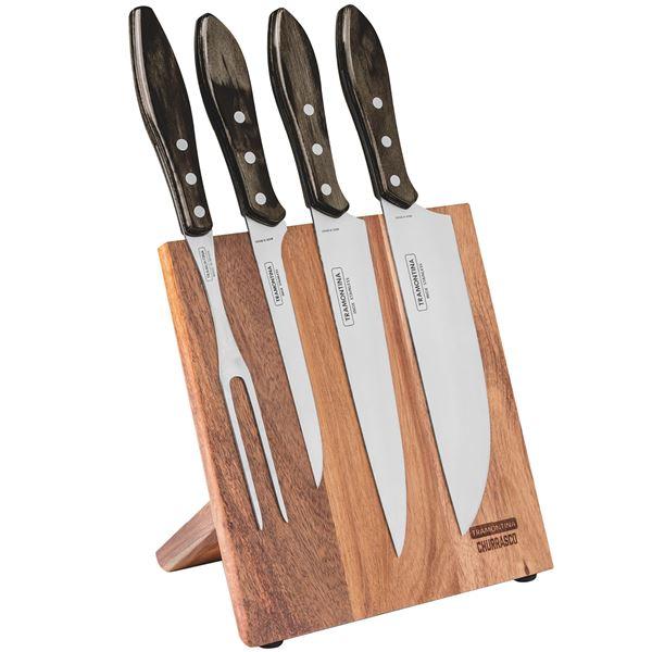Magnetisk knivholder med kniver brun