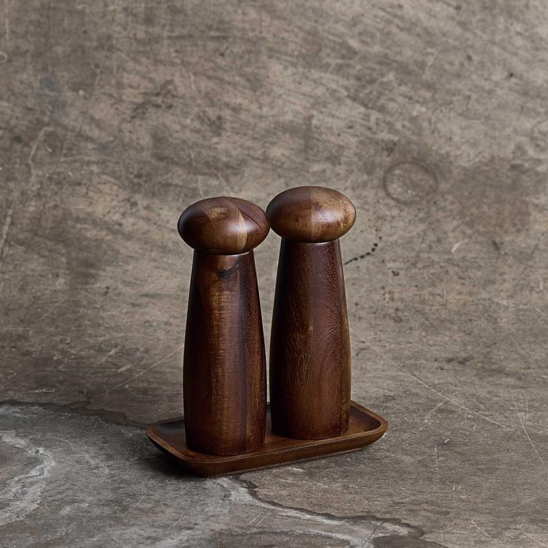 RAW Teak keramisk kvernsett 3 deler mørk teak