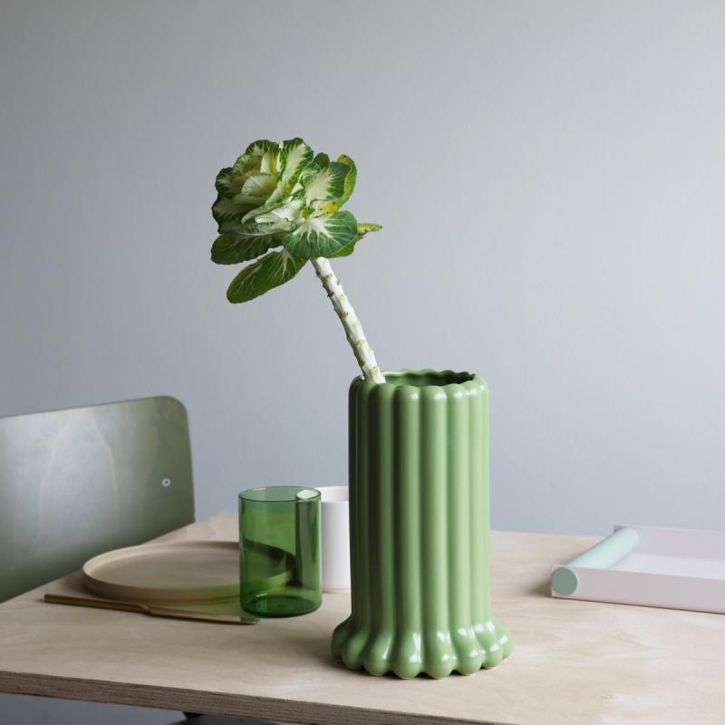 Tubular vase 24 cm grønn