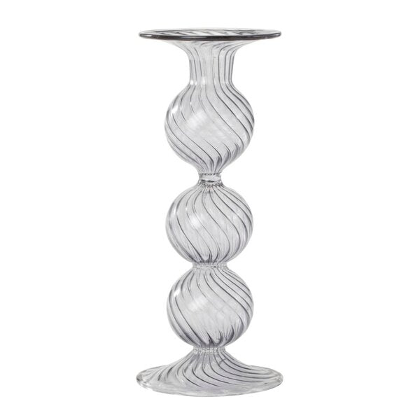 Swirl lysestake 22 cm grå