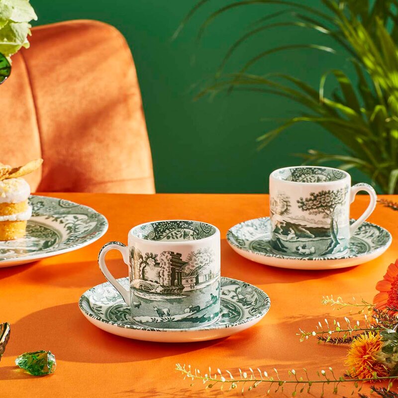 Heritage Green Italian espressokopp med skål 9cl