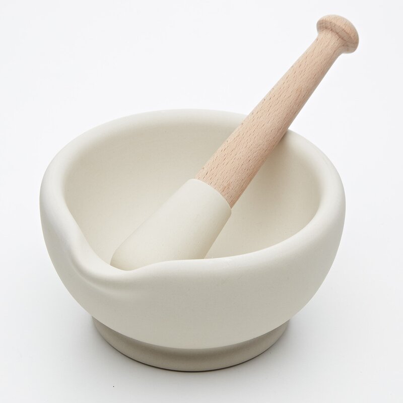 Morter og pistill 15 cm hvit