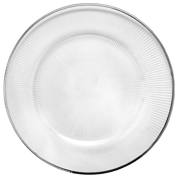 Plisse dekketallerken 33 cm klar/sølv