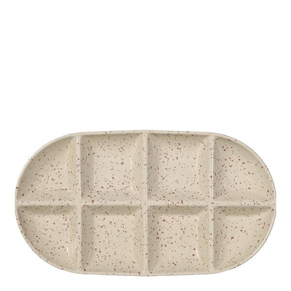 Ditte serveringsfat 36x20x3,5 cm beige/burgunder