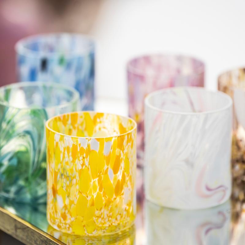 Swirl drikkeglass/lykt 35 cl hvit multi