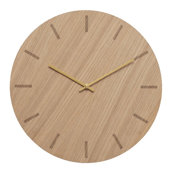 Light Oak veggklokke 38 cm lys eik m/gull viser