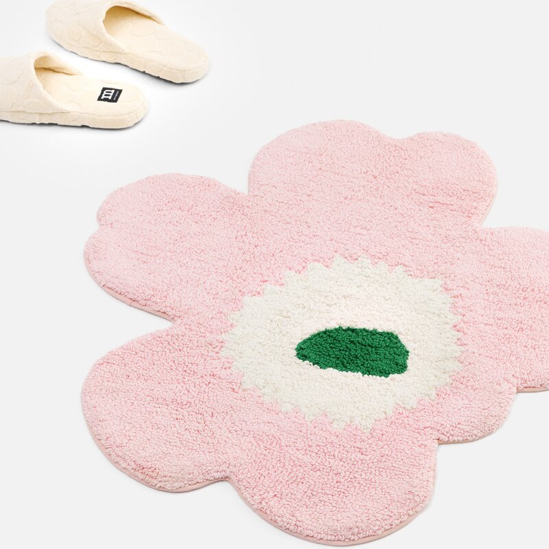 Unikko badematte 73 cm blomsterform rosa/hvit/grønn