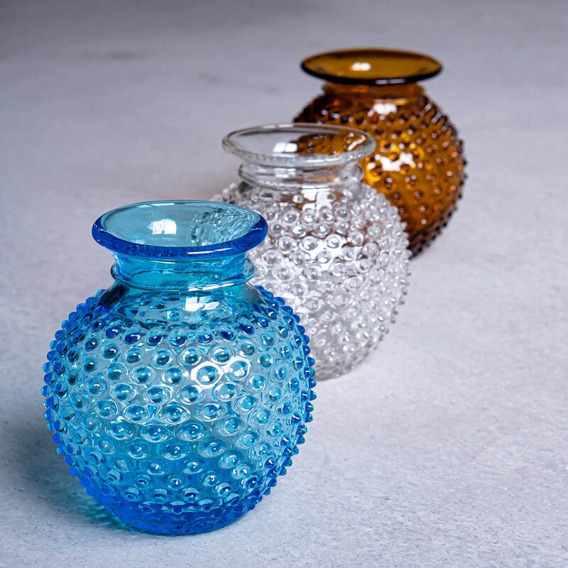 Hobnail vase med kant 18 cm crystal