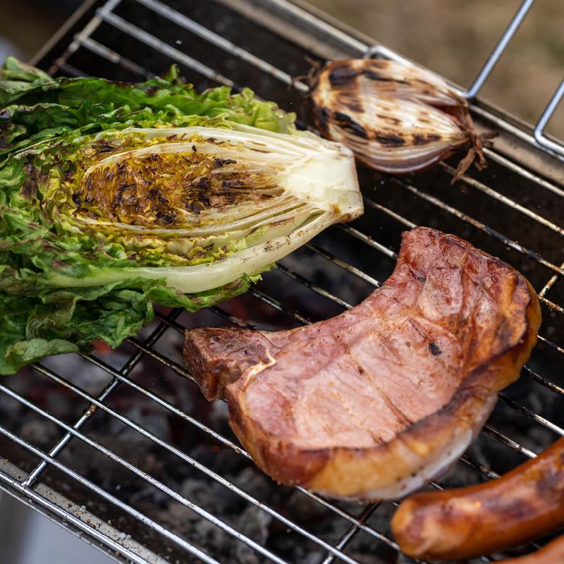 Sammenleggbar grill 36x26 cm rustfritt stål