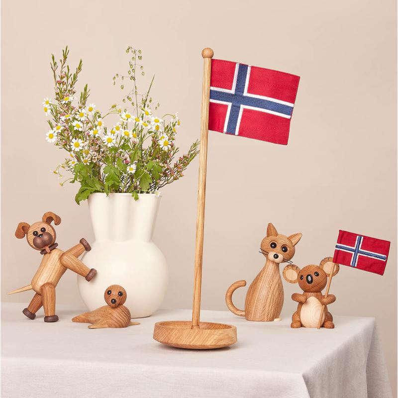Tha Table Flag norsk flagg 39 cm eik/tekstil