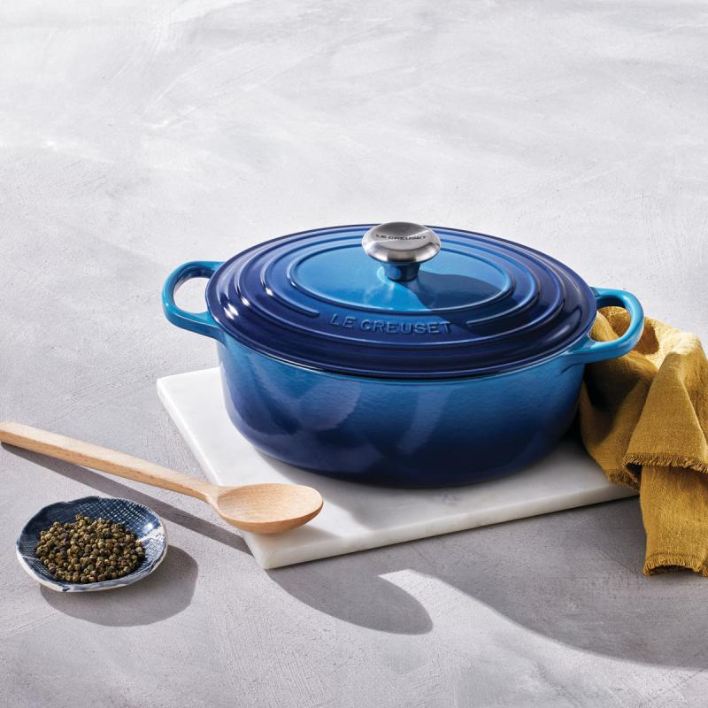 Oval støpejernsgryte 6,3L 31 cm azure