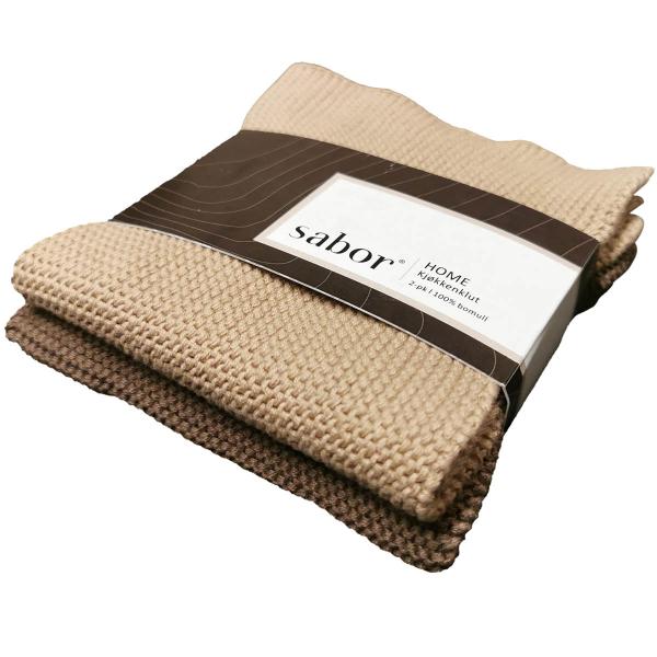 Home kjøkkenkluter 2 stk beige/brun