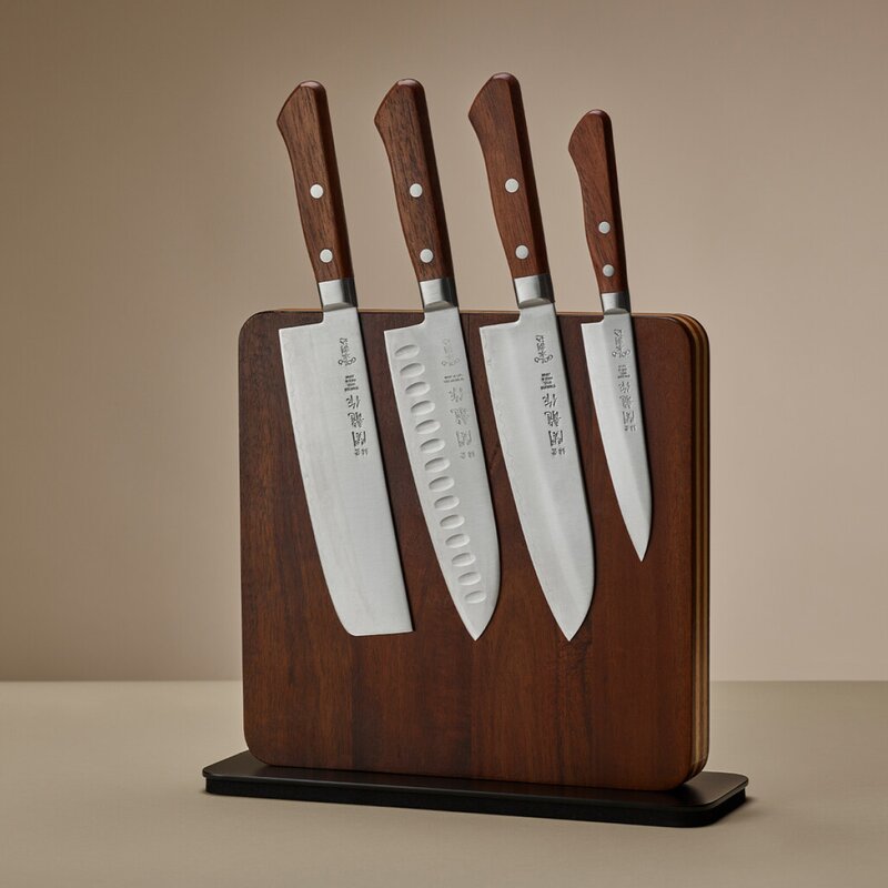 Wood santokukniv m/ luftlommer 16,5 cm blank/natur