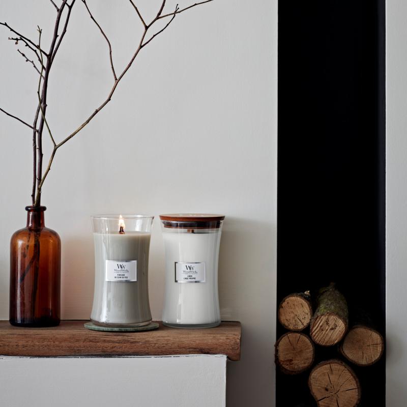 Hourglass duftlys stor linen