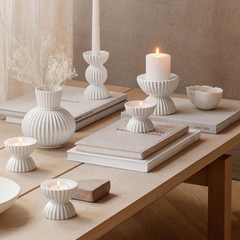 Lyngby Tura telyslykt 8 cm hvit